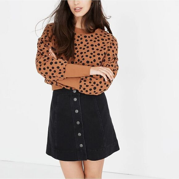 Madewell Metropolis Snap Jean Skirt in Rawley Black, sz 4
